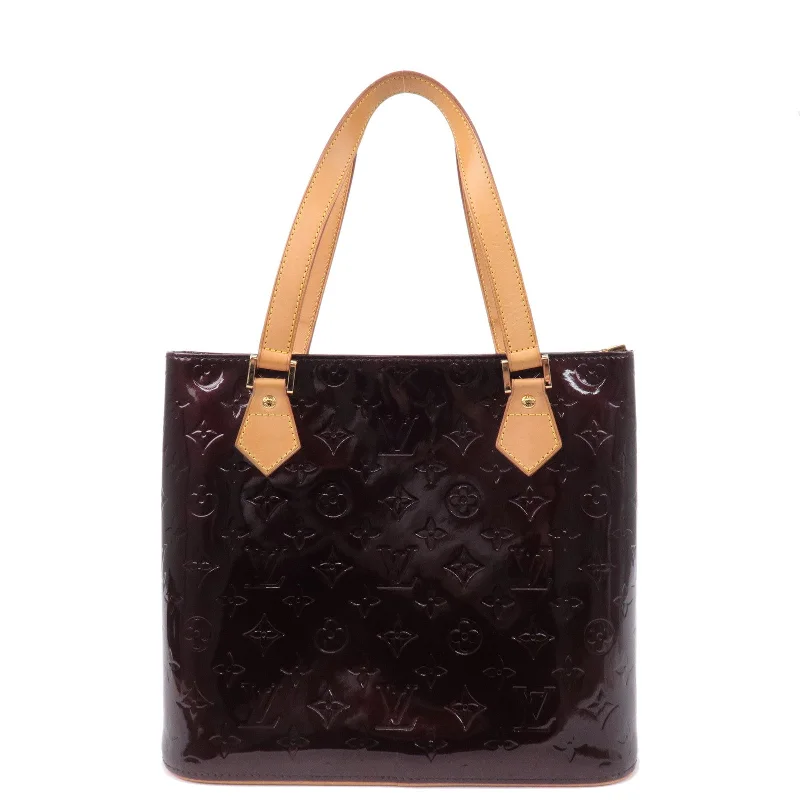 Ladies Louis Vuitton shoulder bags with a wide - width strap for comfortLouis Vuitton Monogram Vernis Houston Tote Bag Amarante M91999