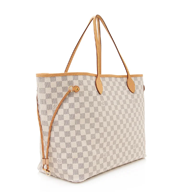 Louis Vuitton backpacks with a padded back panel for comfort during long - wearLouis Vuitton Damier Azur Neverfull GM Tote (19839)