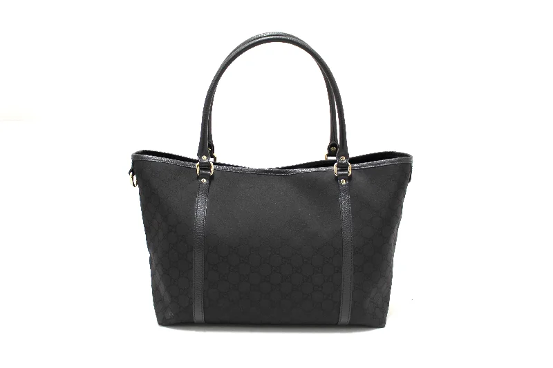 Louis Vuitton Petite Malle bags with a hard - shell structure for uniquenessAuthentic Gucci Black GG Fabric Large Shoulder Tote 265695