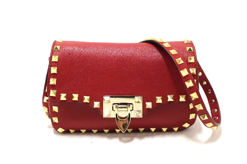 Louis Vuitton Neverfull bags with large capacity for everyday essentialsAuthentic Valentino Garavani Red Vitello Mini Rockstud Flap Saddle Crossbody Bag