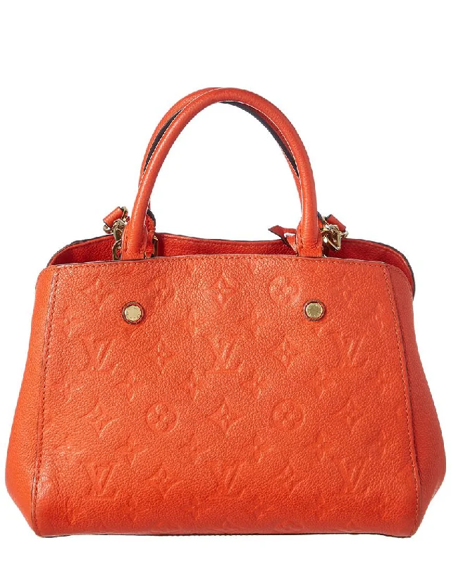 Louis Vuitton bags with a front - zip pocket for small items like keysLouis Vuitton Empreinte Leather Montaigne Satchel - Apricot