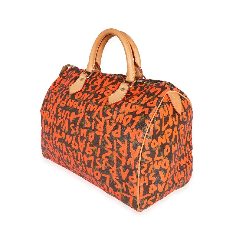 Medium - sized Louis Vuitton tote bags for work and shoppingLOUIS VUITTON LIMITED EDITION ORANGE GRAFFITI MONOGRAM STEPHEN SPROUSE SPEEDY 30 BAG