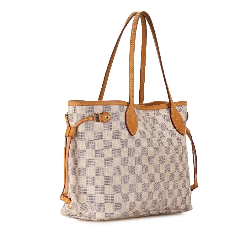 Louis Vuitton handbags with a back - zip pocket for storing valuablesLouis Vuitton Damier Azur Neverfull PM (f9WRsF)