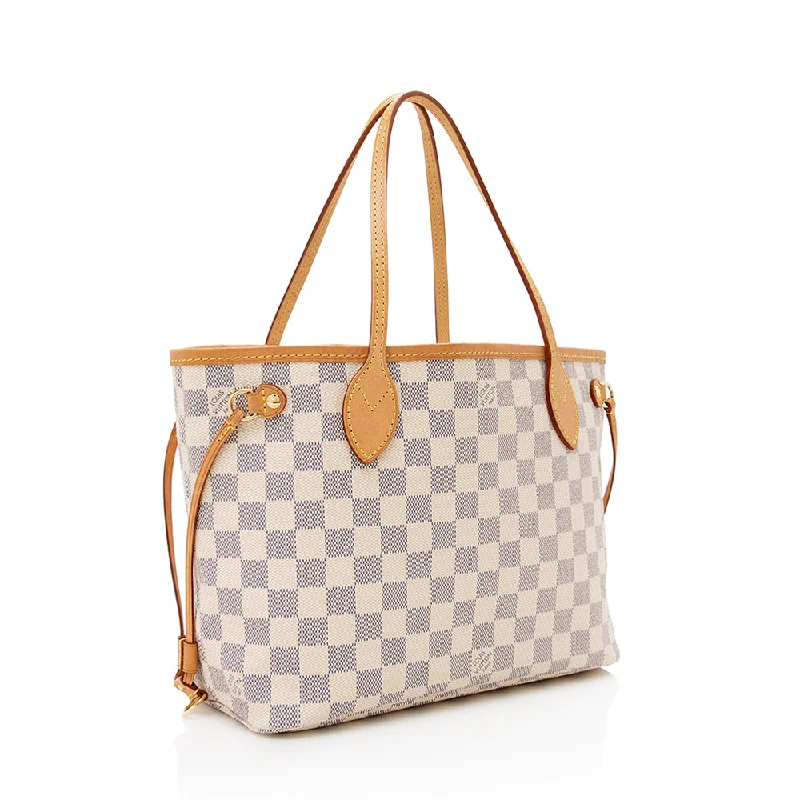 Louis Vuitton backpacks with a multi - pocket organization for functionalityLouis Vuitton Damier Azur Neverfull PM Tote (17093)