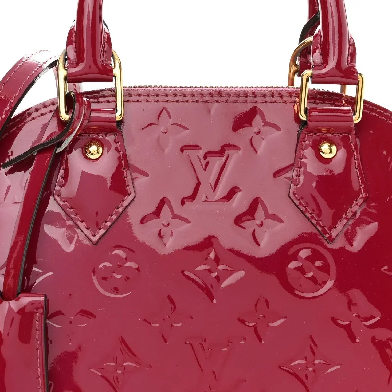 Louis Vuitton bags with a detachable mirror inside for on - the - go touch - upsLOUIS VUITTON MONOGRAM VERNIS ALMA BB MAGENTA