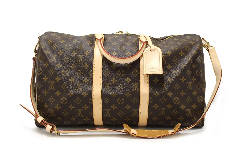 Louis Vuitton handbags with a patent - leather finish for a shiny lookAuthentic NEW Louis Vuitton Classic Monogram Keepall 50 Travel Bag