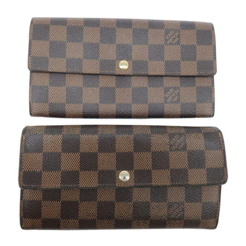 Louis Vuitton backpacks with a padded back panel for comfort during long - wearLouis Vuitton Damier Set of 2 Long Wallet N61734