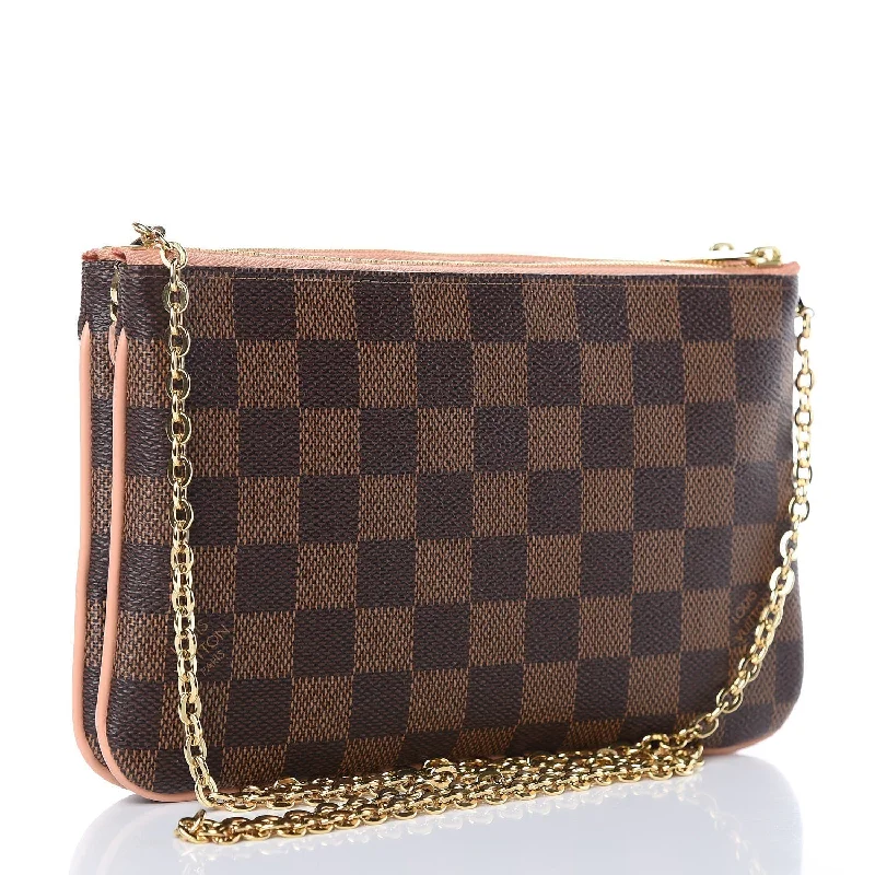 Louis Vuitton tote bags with a double - handle and shoulder - strap optionLouis Vuitton DAMIER EBÈNE Double Zip Pochette