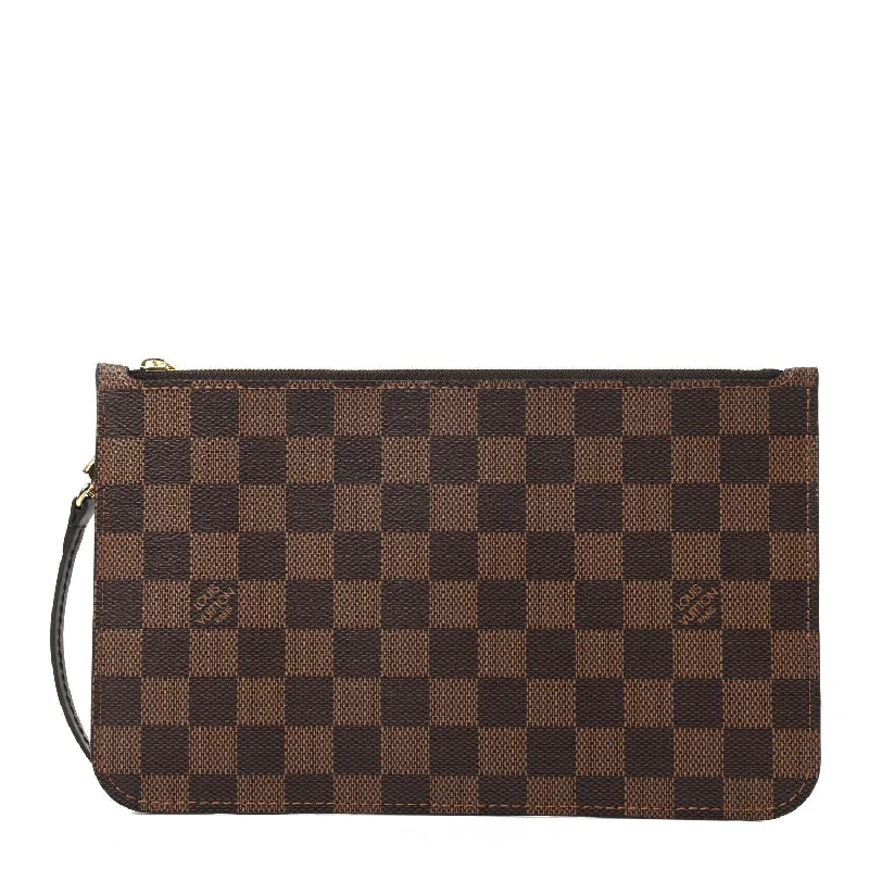 Louis Vuitton handbags with a beaded trim for a touch of glamourLOUIS VUITTON DAMIER EBENE NEVERFULL MM GM POCHETTE