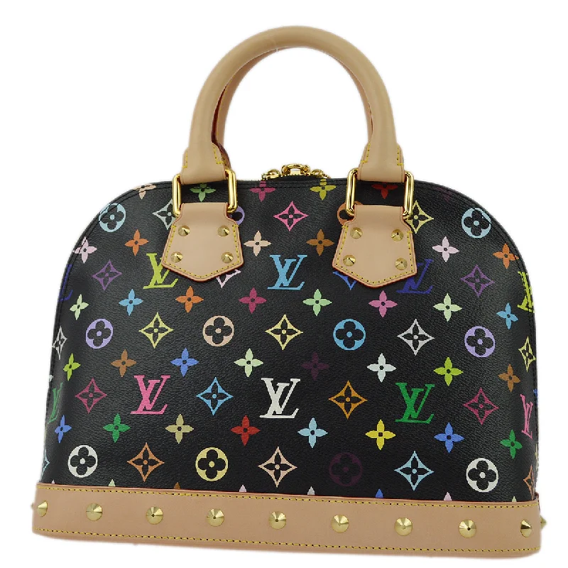 Louis Vuitton crossbody bags in a bold red color for a statementLouis Vuitton 2011 Black Monogram Multicolor Alma PM Handbag M40444