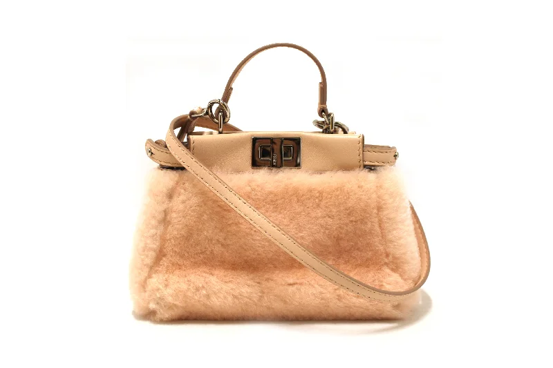 Louis Vuitton crossbody bags with adjustable shoulder straps for comfortAuthentic Fendi Pink Shearling and Leather Micro Peekaboo Bag