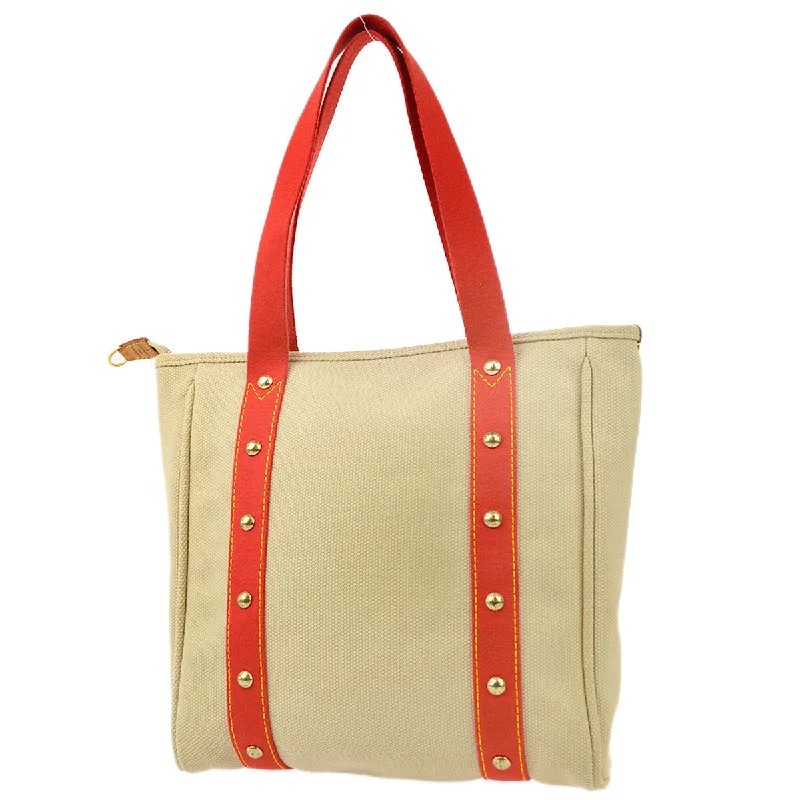 Louis Vuitton Alma bags with a monogram - embossed leather surfaceLouis Vuitton 2005 Beige Red Antigua Cabas MM Tote Bag M40035