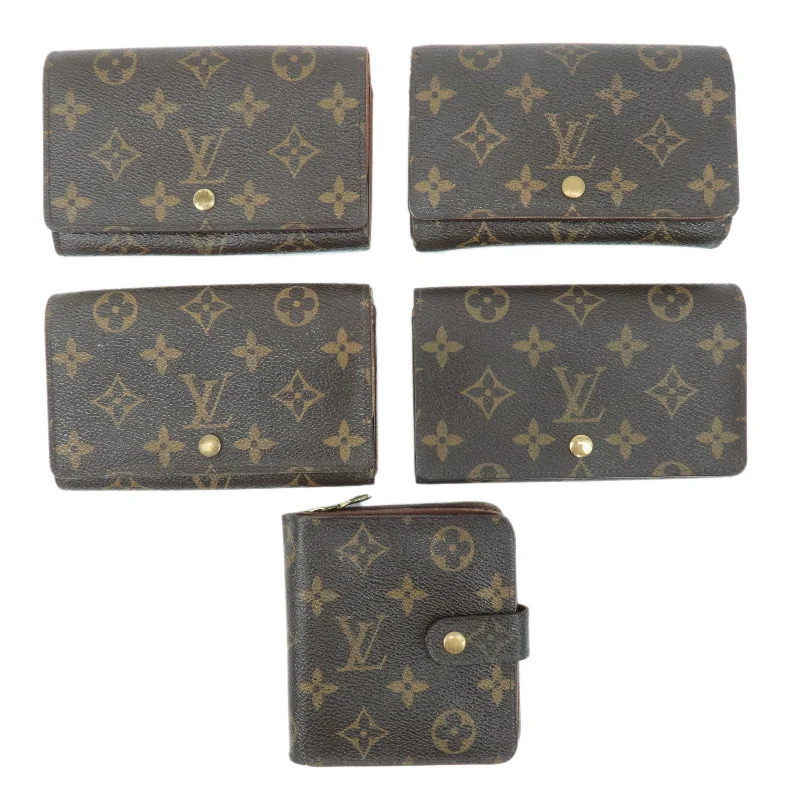 Louis Vuitton bags with a magnetic snap closure for easy accessLouis Vuitton Set of5 Monogram Porte Monnaie Billets Tresor Wallet