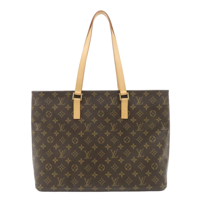 Louis Vuitton bags with a front - flap pocket for quick - access itemsLouis Vuitton Monogram Luco Tote Bag Hand Bag Brown M51155