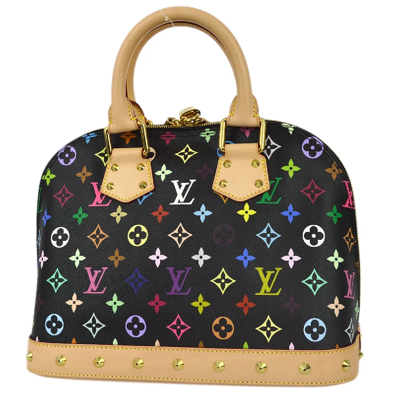 Louis Vuitton handbags with a back - zip pocket for storing valuablesLouis Vuitton 2011 Black Monogram Multicolor Alma PM M40444