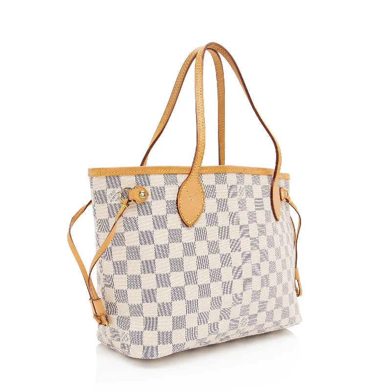 Louis Vuitton backpacks with a padded laptop compartment for travelLouis Vuitton Damier Azur Neverfull PM Tote (EDzBxL)