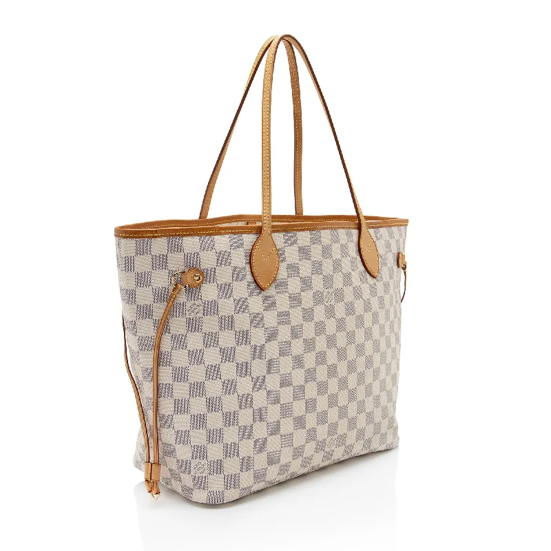 Ladies Louis Vuitton shoulder bags with a wide - width strap for comfortLouis Vuitton Damier Azur Neverfull MM Tote (sLwz5U)