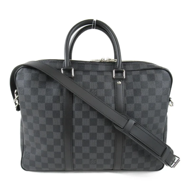 Louis Vuitton bags with a front - zip pocket for small items like keysLOUIS VUITTON DAMIER GRAPHITE PORTE DOCUMENTS VOYAGE PM BAG