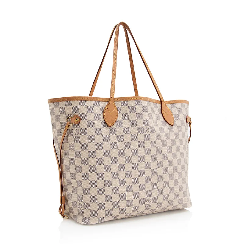 Ladies Louis Vuitton shoulder bags with a magnetic - closure flap for easeLouis Vuitton Damier Azur Neverfull MM Tote (20038)