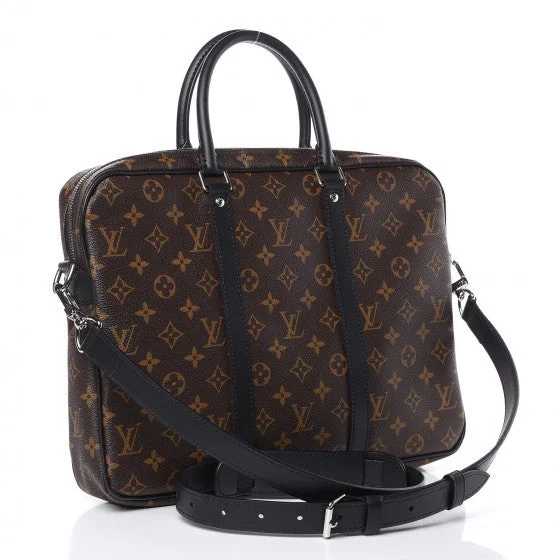 Ladies Louis Vuitton shoulder bags with a wide - width strap for comfortLouis Vuitton Monogram Macassar Porte-Documents Voyage PM