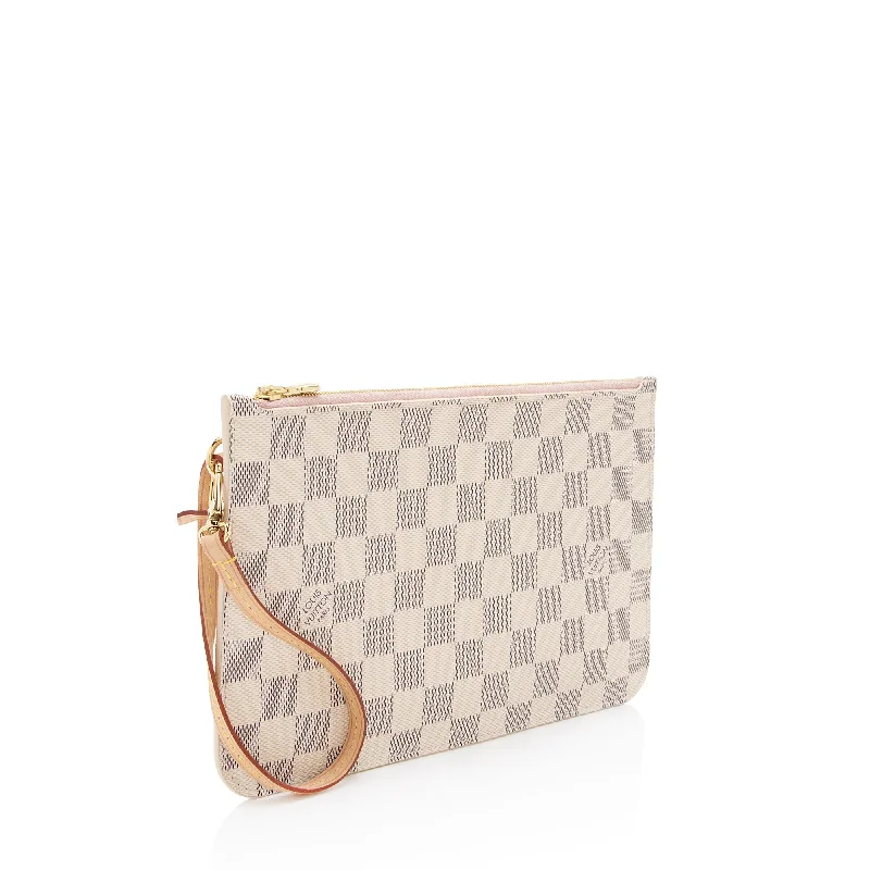 Ladies Louis Vuitton shoulder bags with a single - handle silhouetteLouis Vuitton Damier Azur Neverfull MM Pochette (9Dt044)