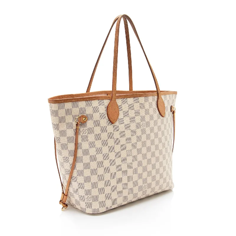 Louis Vuitton tote bags with a double - handle and shoulder - strap optionLouis Vuitton Damier Azur Neverfull MM Tote (a0AtWt)