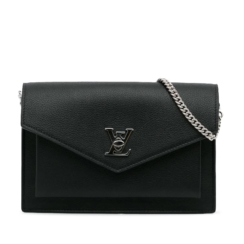 Louis Vuitton bags with a snap - button closure and a decorative charm for styleLouis Vuitton Mylockme Black Calfskin