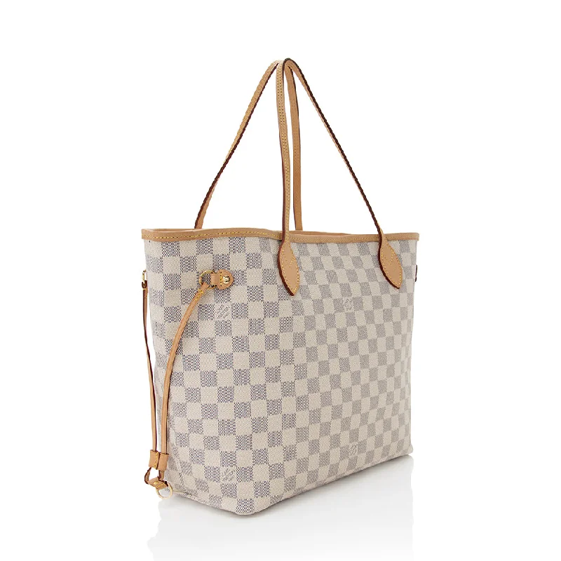 Louis Vuitton bags with a magnetic snap closure for easy accessLouis Vuitton Damier Azur Neverfull MM Tote (18319)