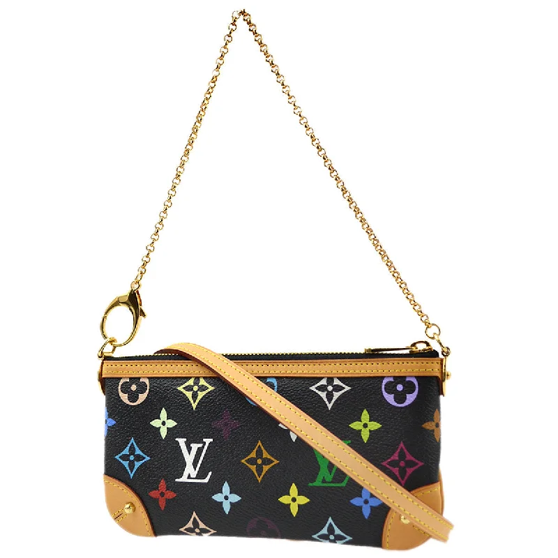 Ladies Louis Vuitton shoulder bags with a magnetic - closure flap for easeLouis Vuitton 2010 Multicolor Black Pochette Milla MM Handbag M60097