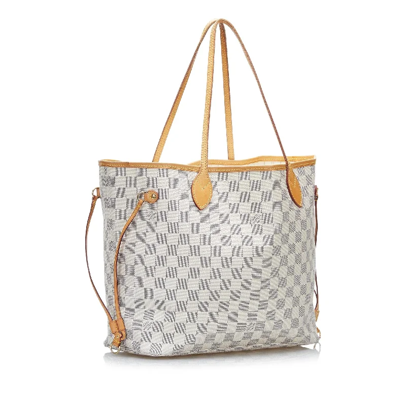 Louis Vuitton bags with a detachable mirror inside for on - the - go touch - upsLouis Vuitton Damier Azur Neverfull MM (KwA5Hn)