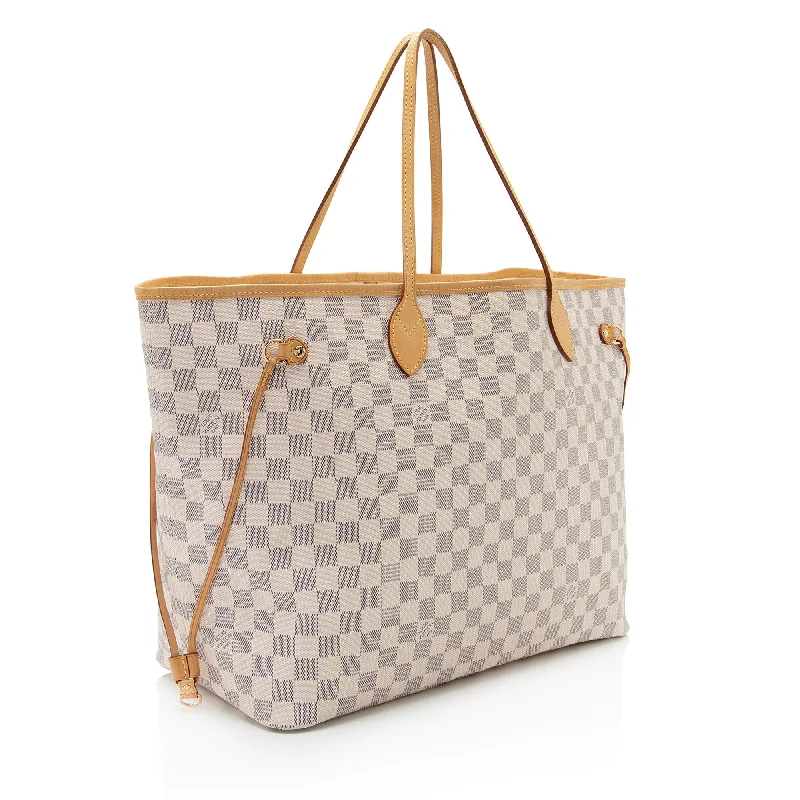 Louis Vuitton handbags with a beaded trim for a touch of glamourLouis Vuitton Damier Azur Neverfull GM Tote (asQvxL)