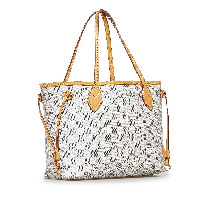 Ladies Louis Vuitton handbags with a detachable coin purse insideLouis Vuitton Damier Azur Neverfull PM (yKFV7A)