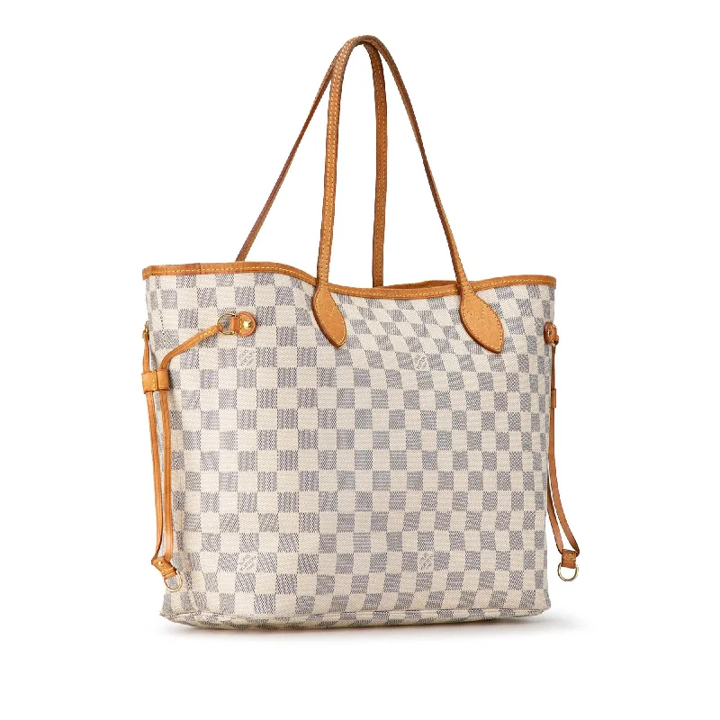 Louis Vuitton handbags with a metal - framed clasp for durabilityLouis Vuitton Damier Azur Neverfull MM (wW9iHl)