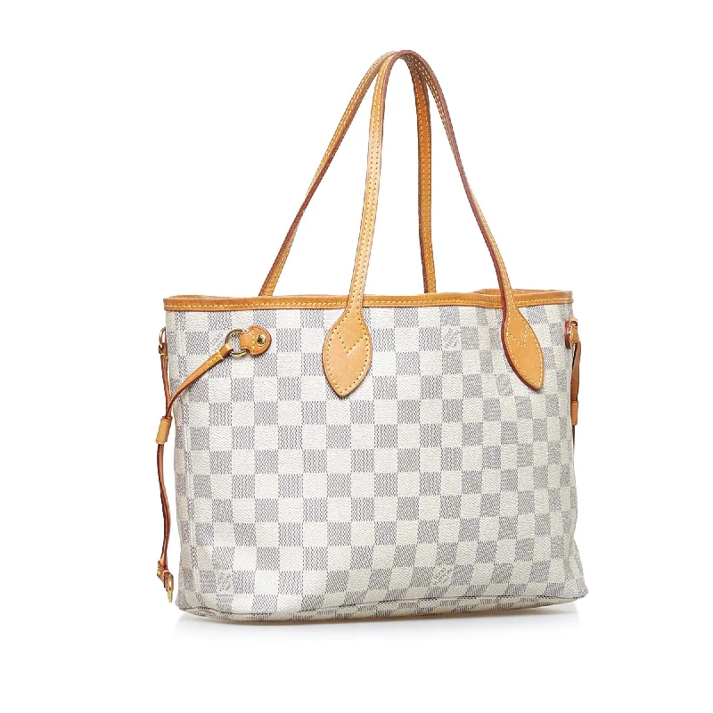 Louis Vuitton bags with a detachable mirror inside for on - the - go touch - upsLouis Vuitton Damier Azur Neverfull PM (jr7GIy)