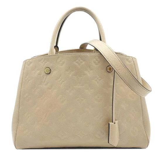 Ladies Louis Vuitton shoulder bags with a single - handle silhouetteLouis Vuitton Montaigne Beige Monogram Empreinte Leather Shoulder Bag