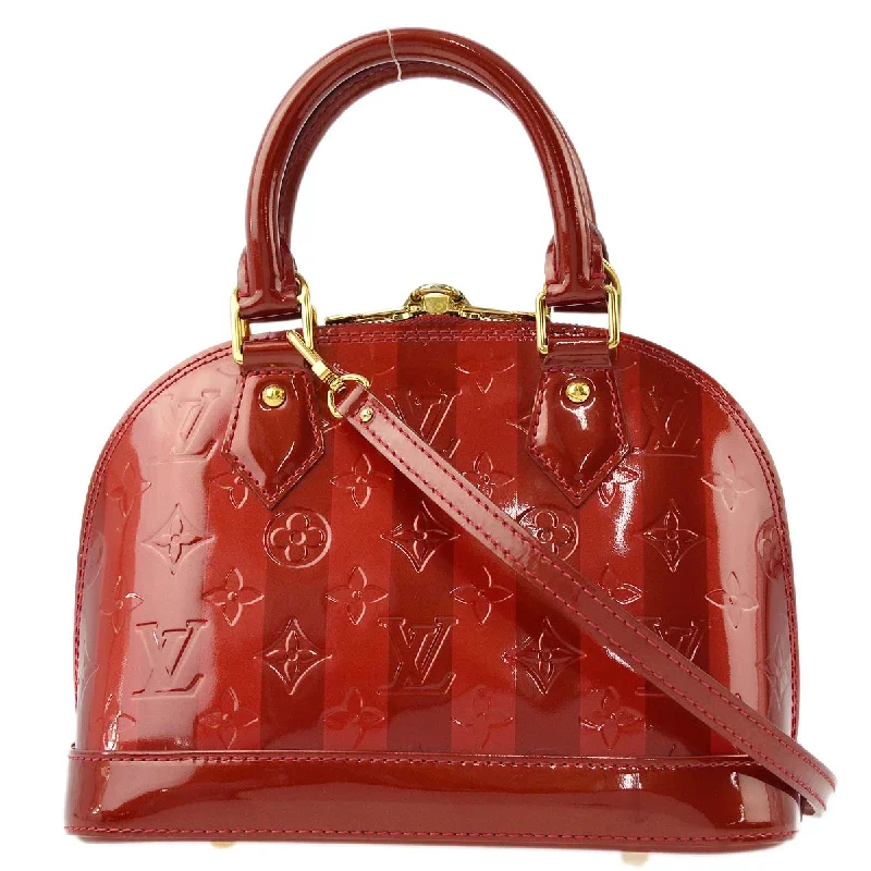 Ladies Louis Vuitton shoulder bags with a magnetic - closure flap for easeLouis Vuitton 2011 Red Vernis Rayures Alma BB M91593