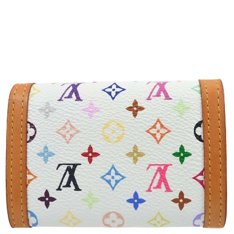 Louis Vuitton Alma bags with a monogram - embossed leather surfaceLouis Vuitton 2005 White Multicolor Porte Monnaie Plat Wallet M92657