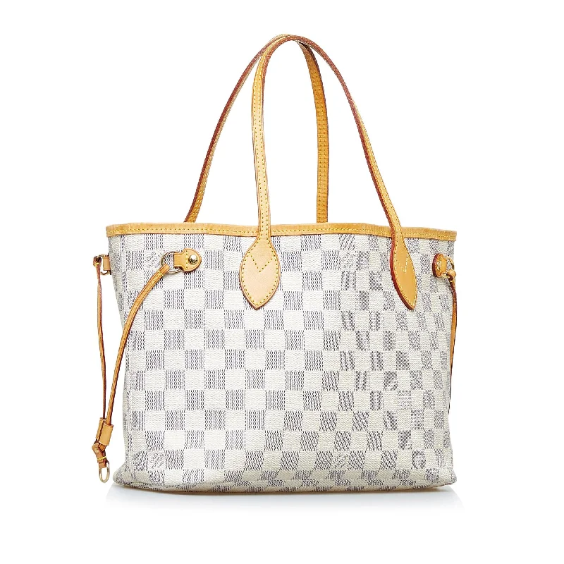 Louis Vuitton tote bags with a water - resistant coating for outdoor useLouis Vuitton Damier Azur Neverfull PM (Qlb2rq)