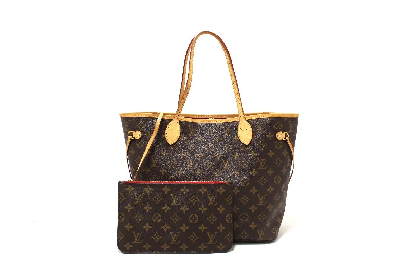 Louis Vuitton tote bags with a spacious interior and multiple pocketsAuthentic Louis Vuitton Classic Monogram Neverfull MM Tote Shoulder Bag