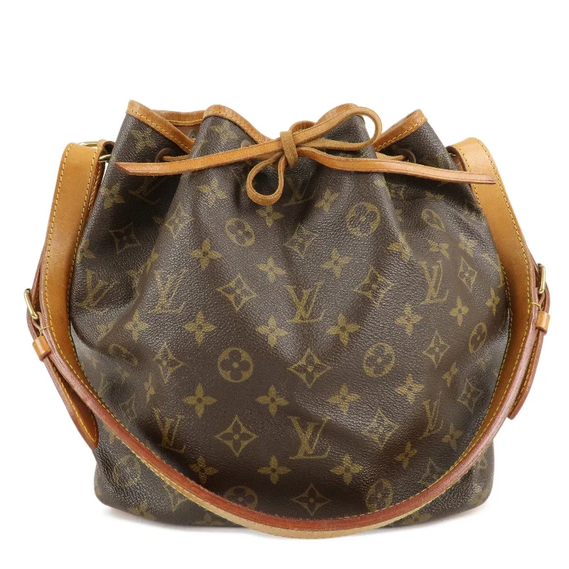 Louis Vuitton bags with a chain - link trim and a leather body for a modern edgeLouis Vuitton Monogram Petit Noe Shoulder Bag Brown M42226