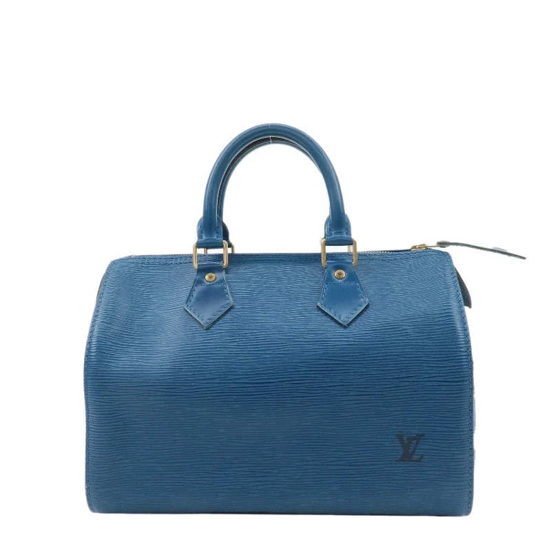 Louis Vuitton bags with a front - zip pocket for small items like keysLouis Vuitton Epi Speedy 25 Hand Bag Boston Bag Blue M43015