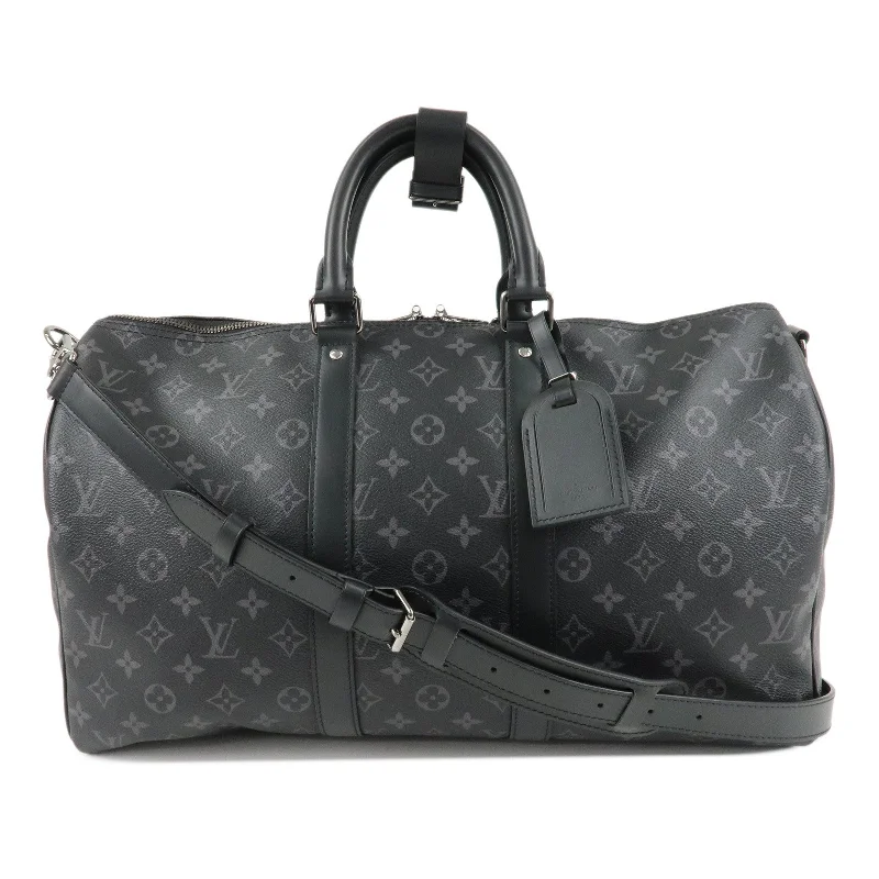 Ladies Louis Vuitton shoulder bags with a single - handle silhouetteLouis Vuitton Monogram Eclipse Keep All Bandouliere 45 M40569