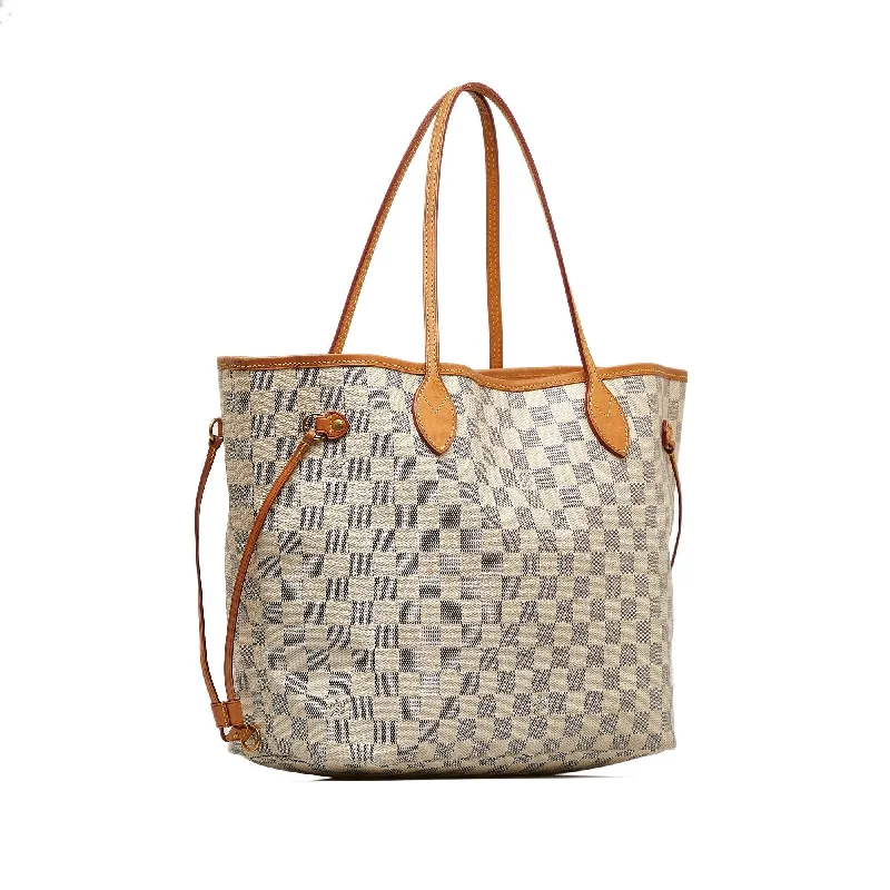 Louis Vuitton handbags with a back - zip pocket for storing valuablesLouis Vuitton Damier Azur Neverfull MM (G6q6le)