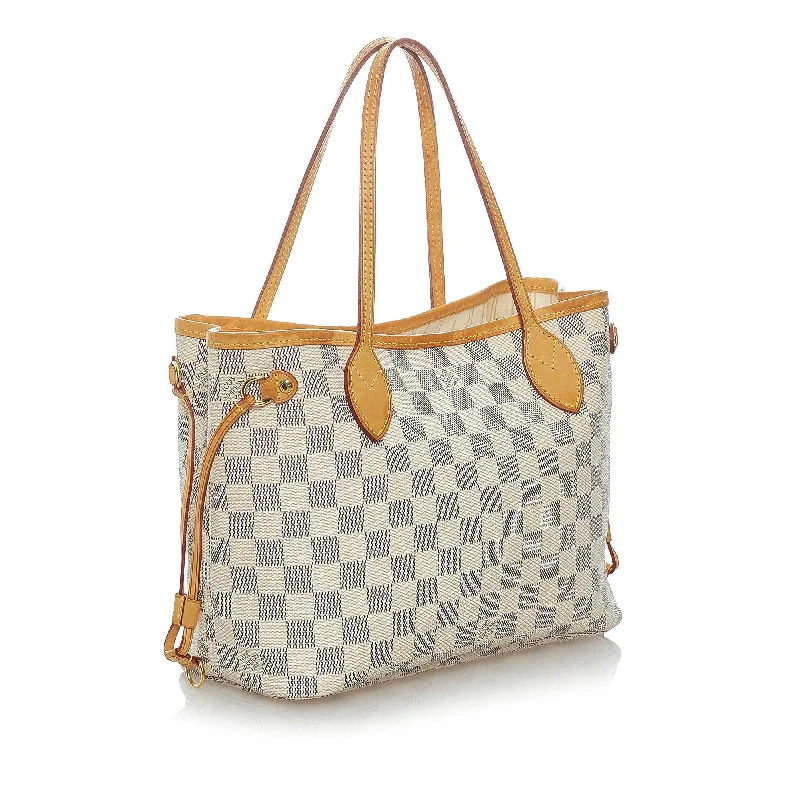 Louis Vuitton crossbody bags in a bold red color for a statementLouis Vuitton Damier Azur Neverfull PM 35142)