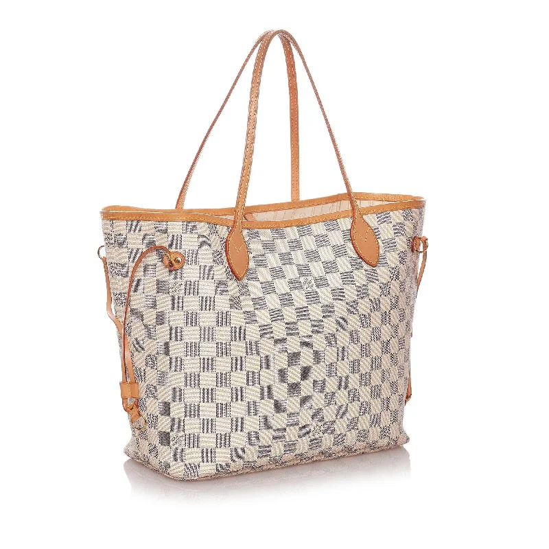 Louis Vuitton tote bags with a double - handle and shoulder - strap optionLouis Vuitton Damier Azur Neverfull MM (30752)