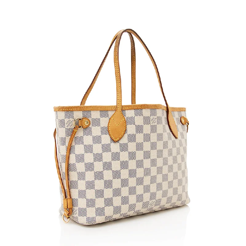 Louis Vuitton backpacks with a hidden back pocket for securityLouis Vuitton Damier Azur Neverfull PM (18584)