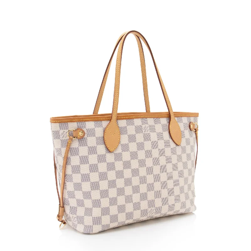 Louis Vuitton bags with a front - flap pocket for quick - access itemsLouis Vuitton Damier Azur Neverfull PM Tote (JcINxN)