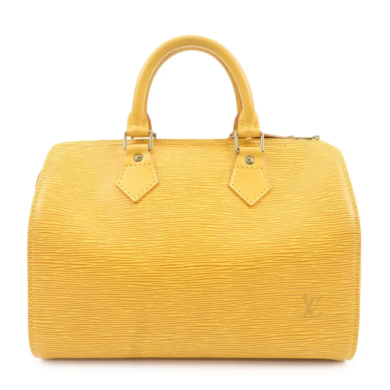 Louis Vuitton Twist bags with a snakeskin - effect panel for a bold lookLouis Vuitton Epi Speedy 25 Boston Bag Hand Bag Yellow M43019