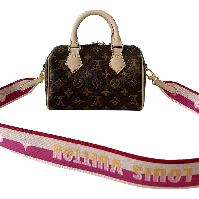 Louis Vuitton bags with a snap - button closure and a decorative charm for styleLouis Vuitton Monogram Speedy Bandouliere 20