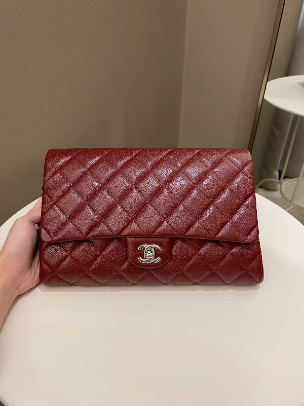 Chanel Handbag with Adjustable Strap for ComfortChanel Quilted Timeless Flap Clutch Bag Burgundy Caviar